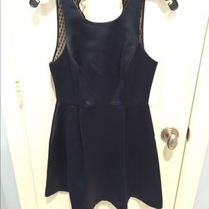 BCBG Shimmery Navy Skater Dress With Lace Back